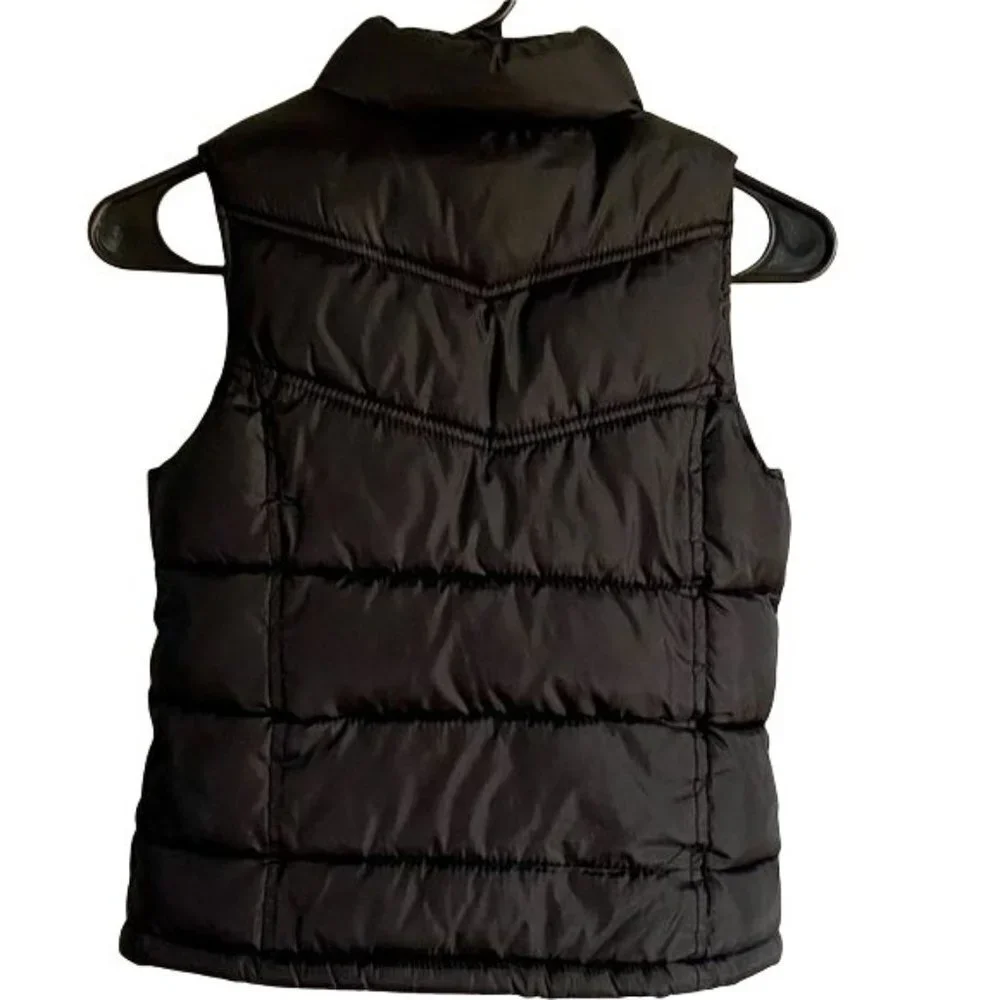 Old Navy Black Full Zip Puffer Vest with Pockets Youth Medium